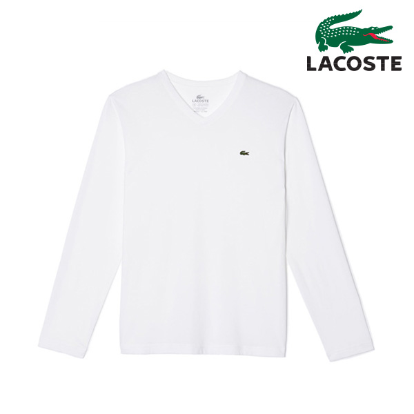 NAVY NEW TH1370 51 166 Lacoste Pima Cotton V-Neck T-Shirt!